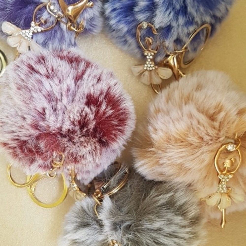 Faux Rabbit Fur Keychain - Picture 3 of 7